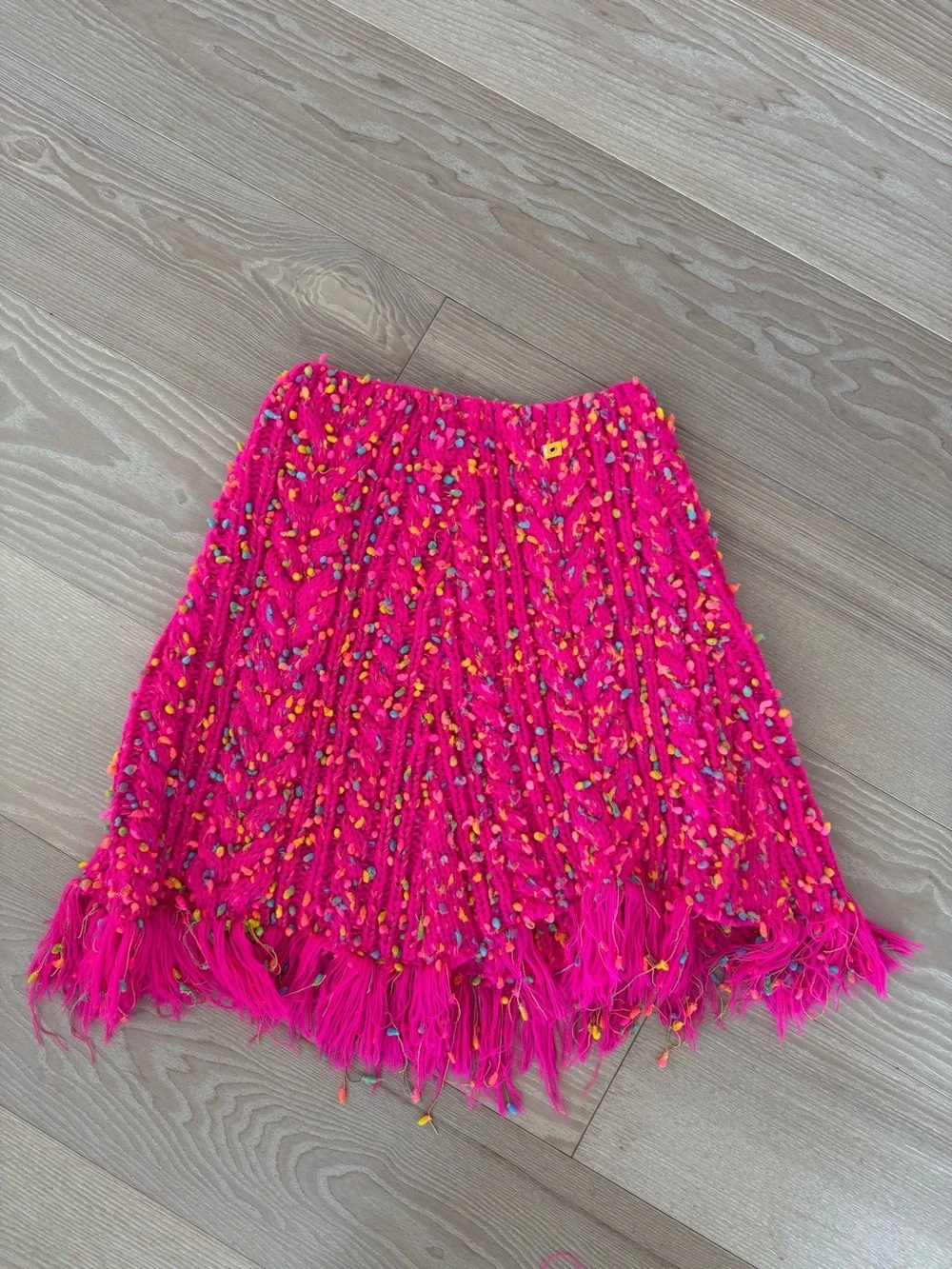Peace Cake Girls L/XL 12-14 Pink Knit Fringe Shawl